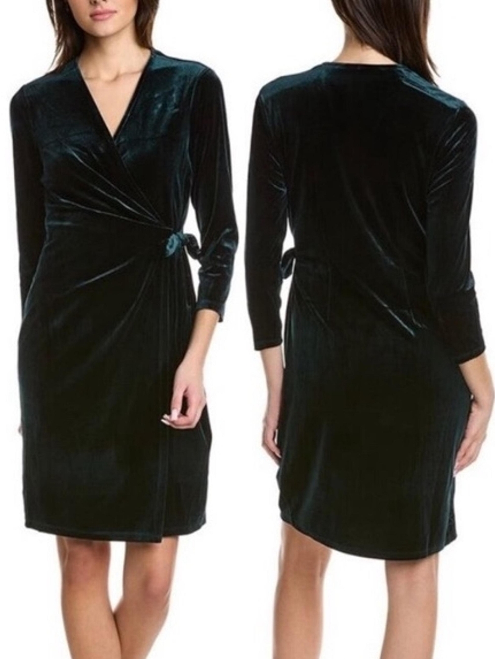 Anne Klein Classic Green Velvet Wrap Dress